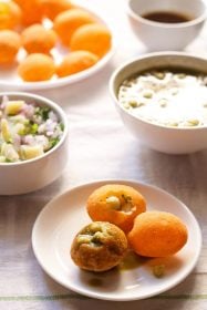 pani puri served in bowls and plate.