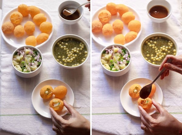 serving and preparing pani puri