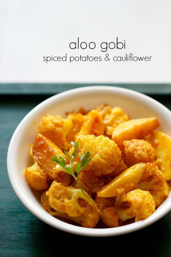 aloo gobi served in a white bowl