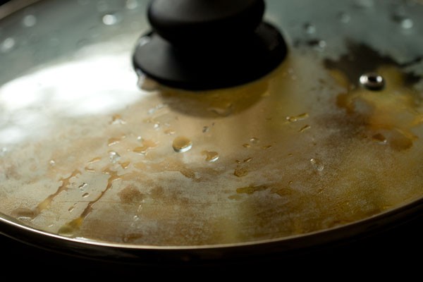 cook aloo gobi by covering pan with the lid