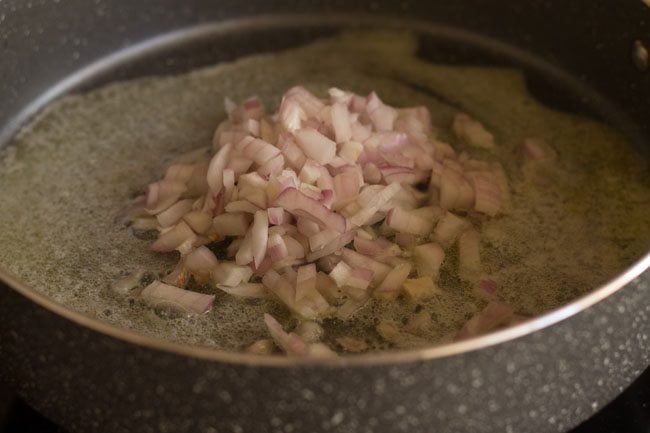 onions added to pan