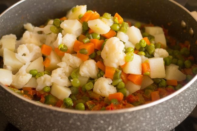 boiled veggies added