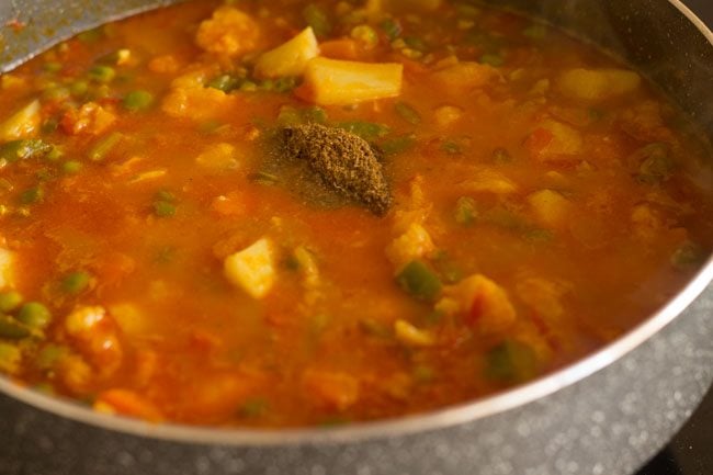 garam masala powder added to khada pav bhaji 