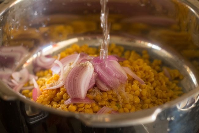 water added to lentils in pressure cooker