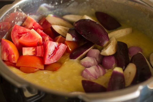 veggies added to mashed lentils