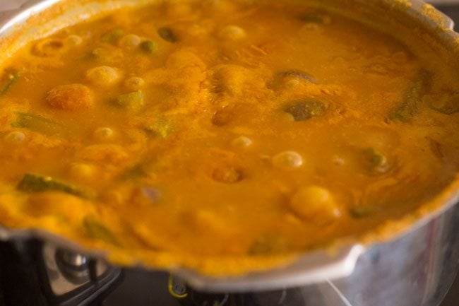 simmering the Kerala sambar 