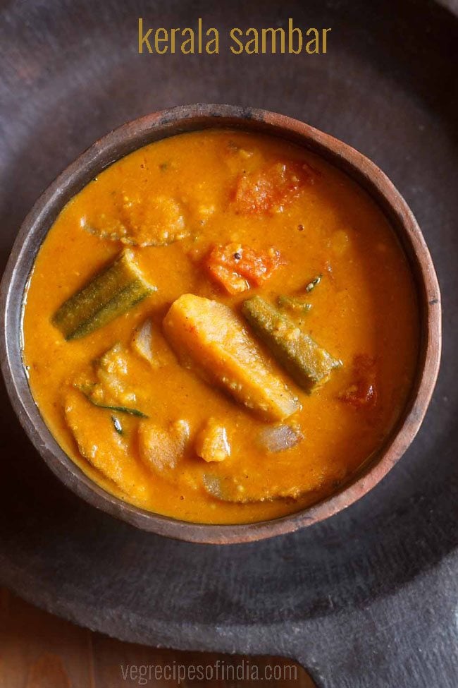 kerala sambar served in a bowl.