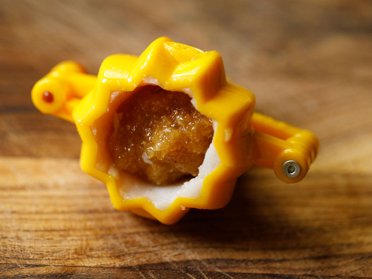 stuffing placed inside the modak mould