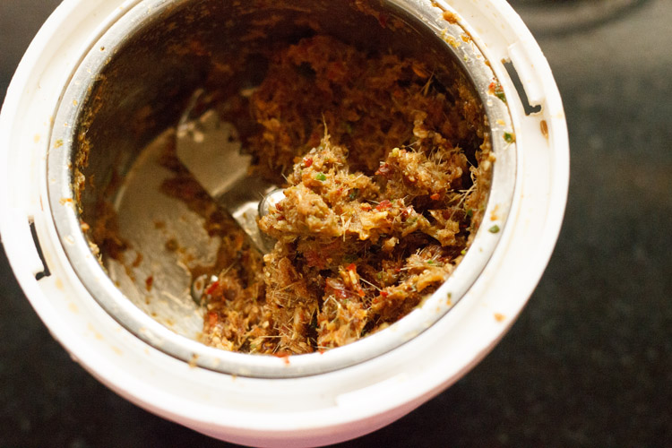 Thai red curry paste in the blender