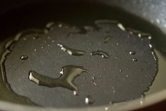 oil in a pan.