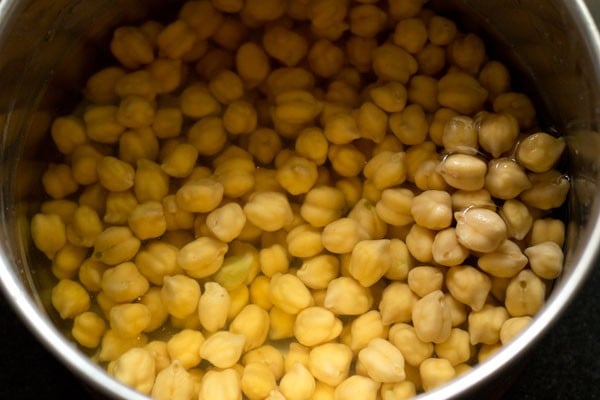 rinsing chickpeas in fresh water and then soaked overnight in water