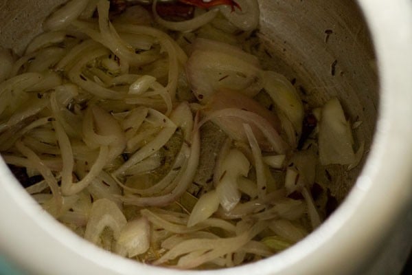 onions added to pressure cooker