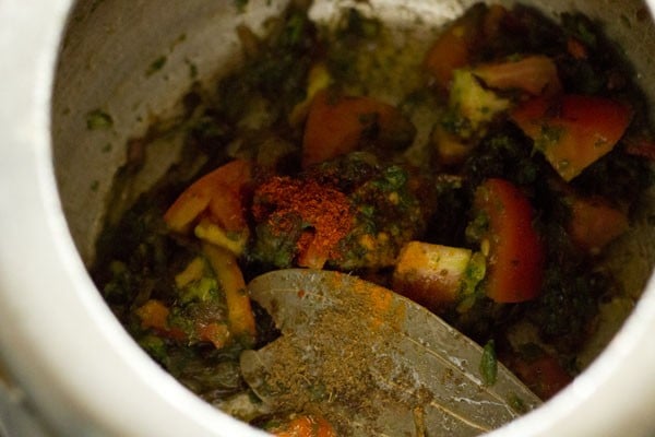 spices added to pressure cooker