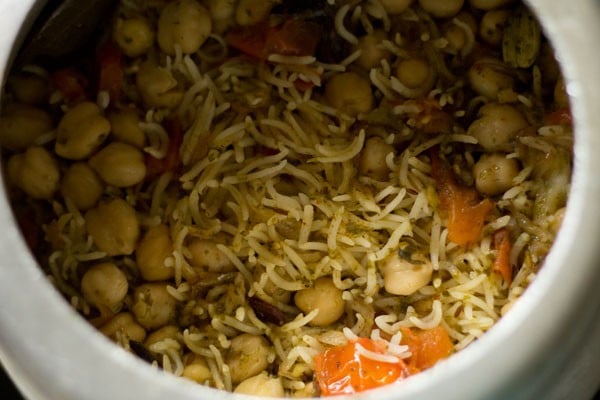 pressure cooked chickpea rice