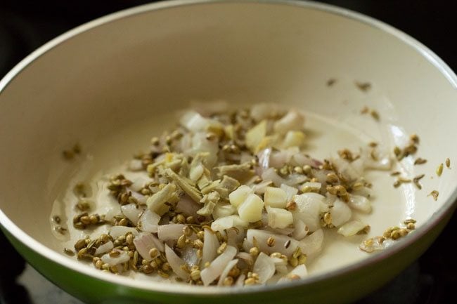 ginger and garlic added to the pan