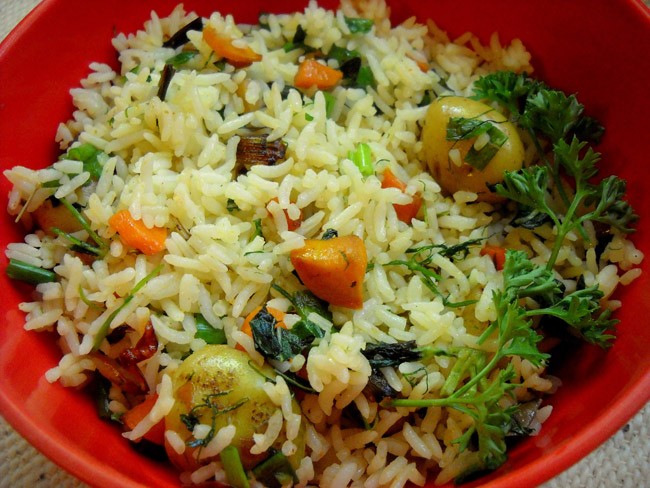 Herb rice recipe, how to make herb rice  quick rice 