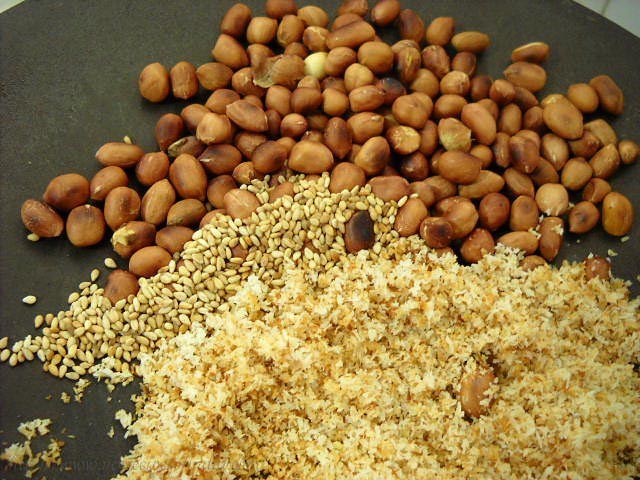 roasted peanuts sesame seeds for bharli vangi