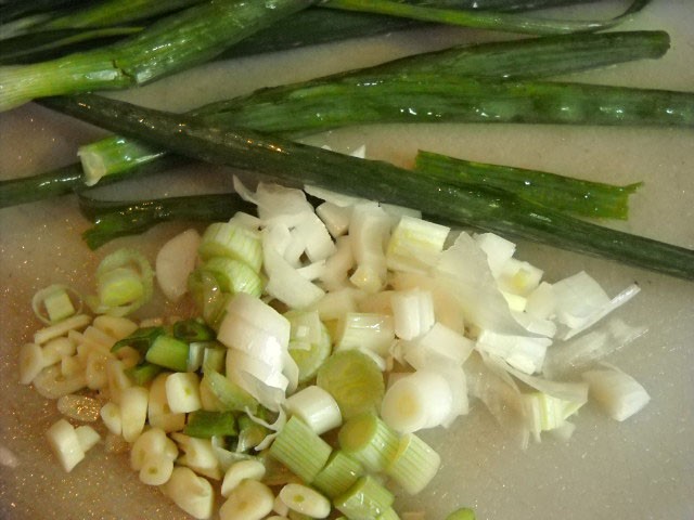 chopped garlic and scallions