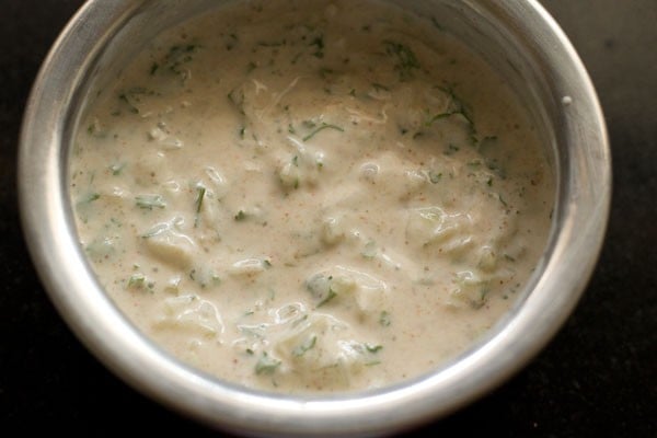 cucumber raita is ready to be served