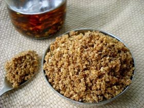 dukkah in a steel bowl.