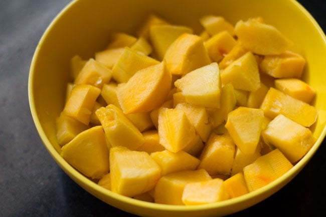 pumpkin cubes in a bowl