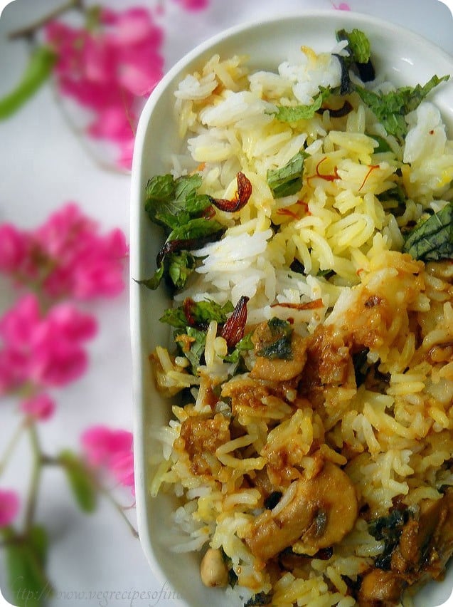 mushroom biryani: dum mushroom biryani, mushroom biryani recipe