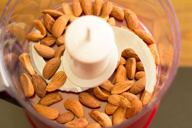 toasted almonds added to food processor base.