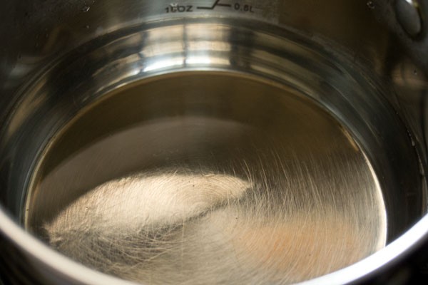 water in a pan or pot