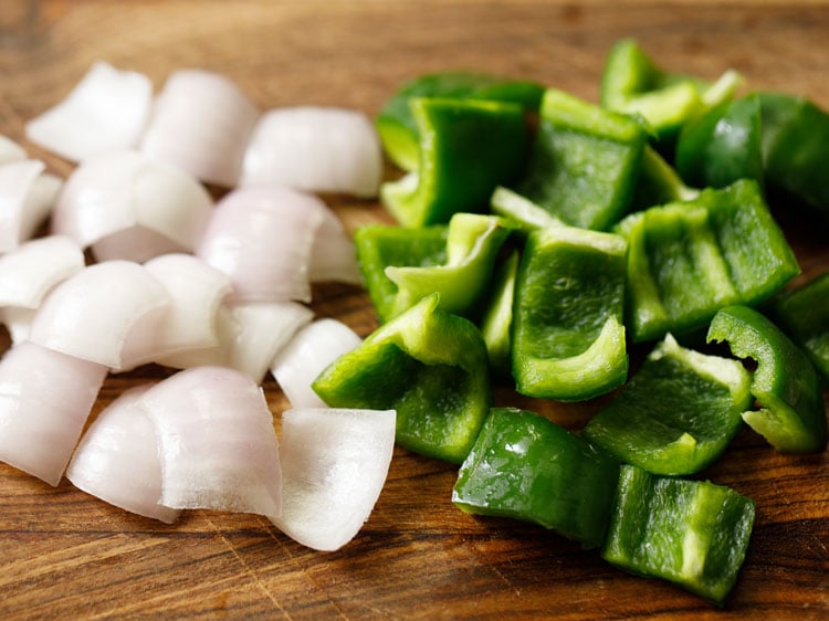 chopped onions and capsicum