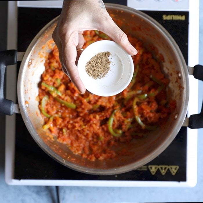 garam masala powder being added