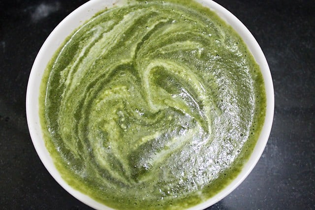 mix pudina chutney paste with curd