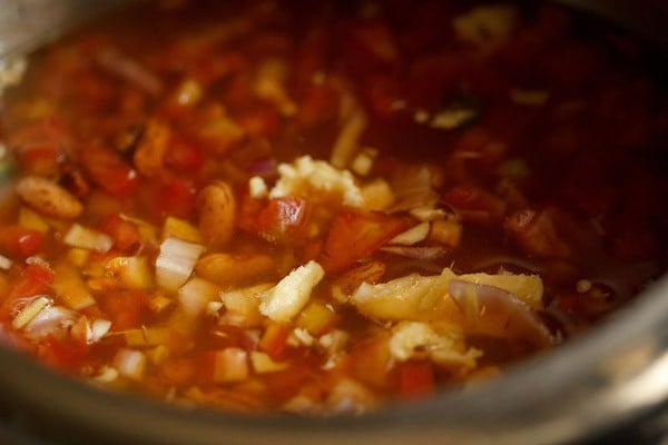 stirred mixture in cooker