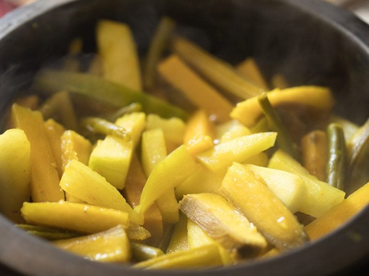 simmer veggies till almost cooked