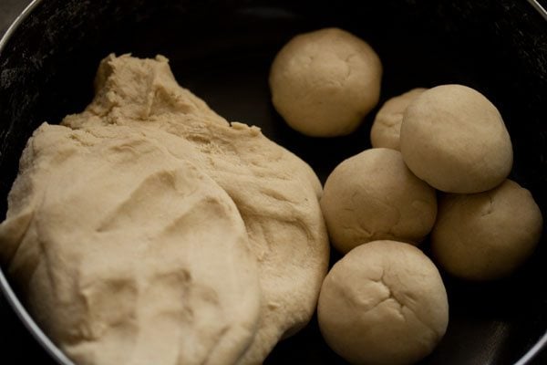 making small balls from the dough