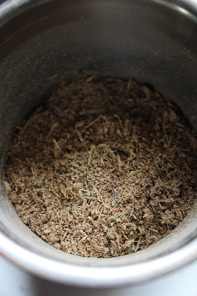 dry masala tea powder after blending.