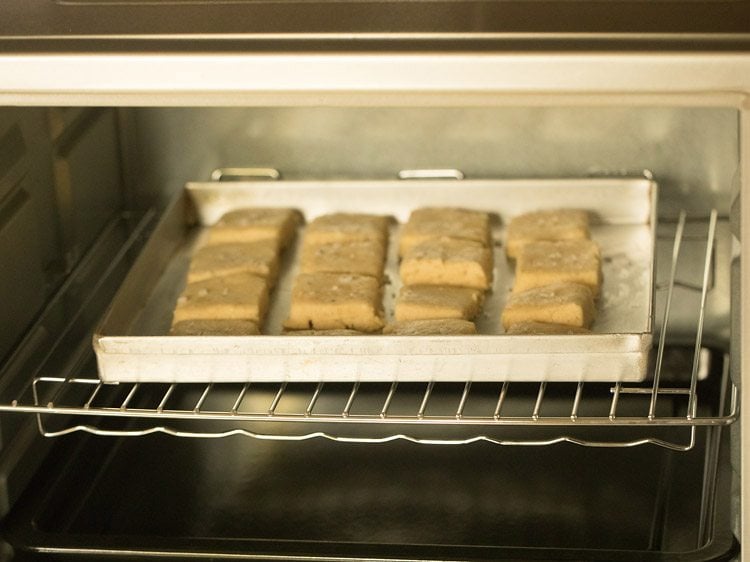 baking tray in the preheated oven