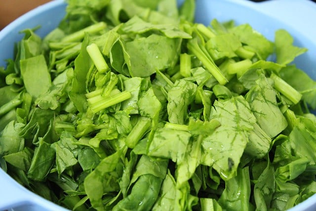 chopped spinach for palak saag