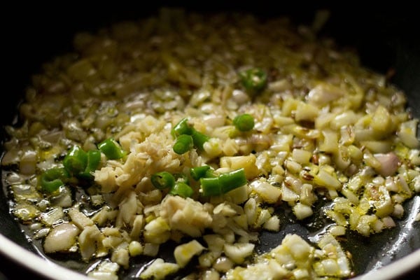 chopped ginger, garlic and green chillies added