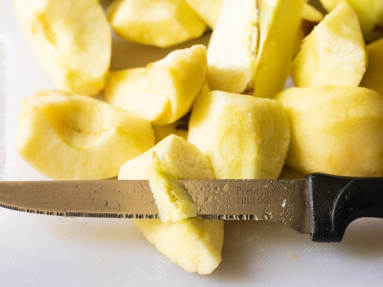 quarter and sliced apples