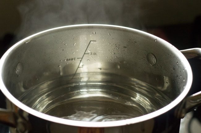 water being heated in a pot