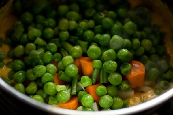 veggies added to pan