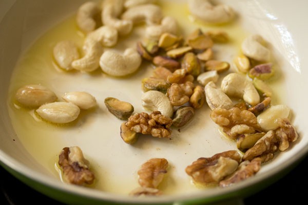 dry fruits added to ghee with almond