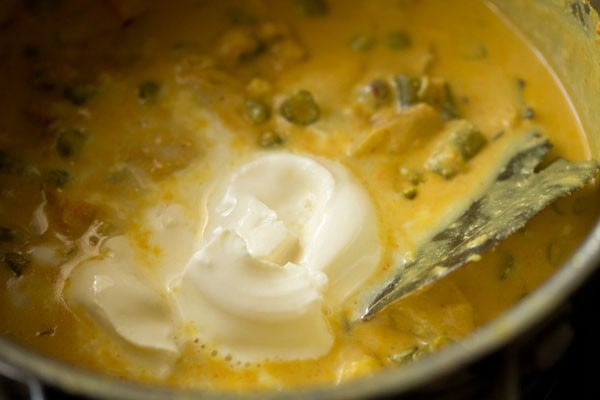 cream added to navratan korma gravy