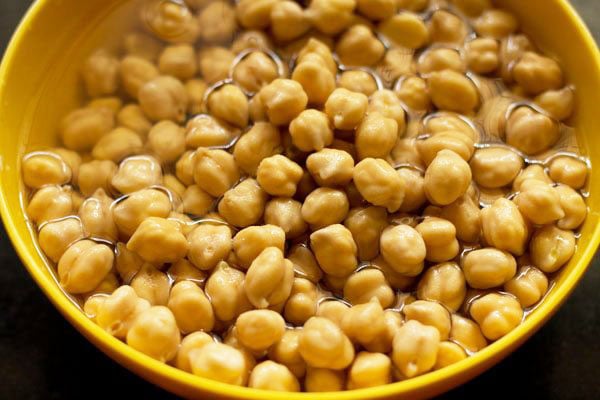 soaked chickpeas in a bowl