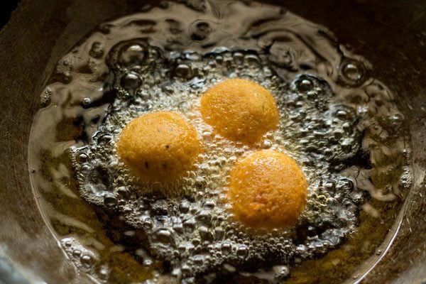 falafel being deep fried