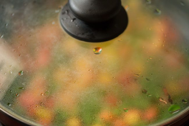 cooking veggies after covering the pan with lid