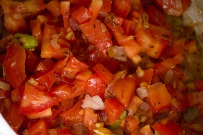 mixed vegetables for making aloo puri recipe.