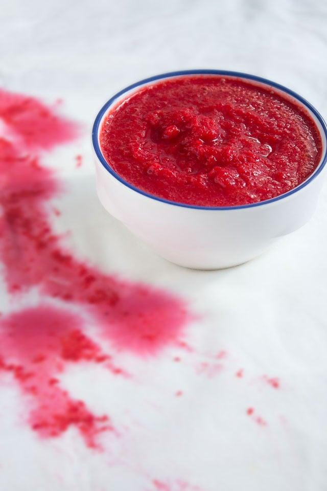 kokum-blended kokum pulp in a bowl for kokum juice recipe