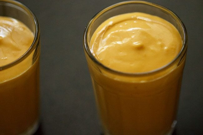 mango mousse in small two glasses