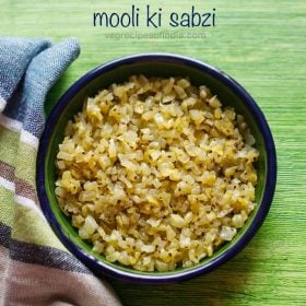 mooli sabji served in a bowl